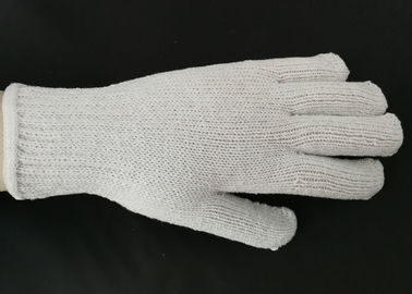 Elastic Cuff Cotton String Knit Gloves , Cotton Work Gloves With Rubber Gripper Dots